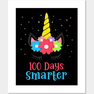 100 Days Smarter 100Th Day Of School Unicorn Girls Women Posters and Art